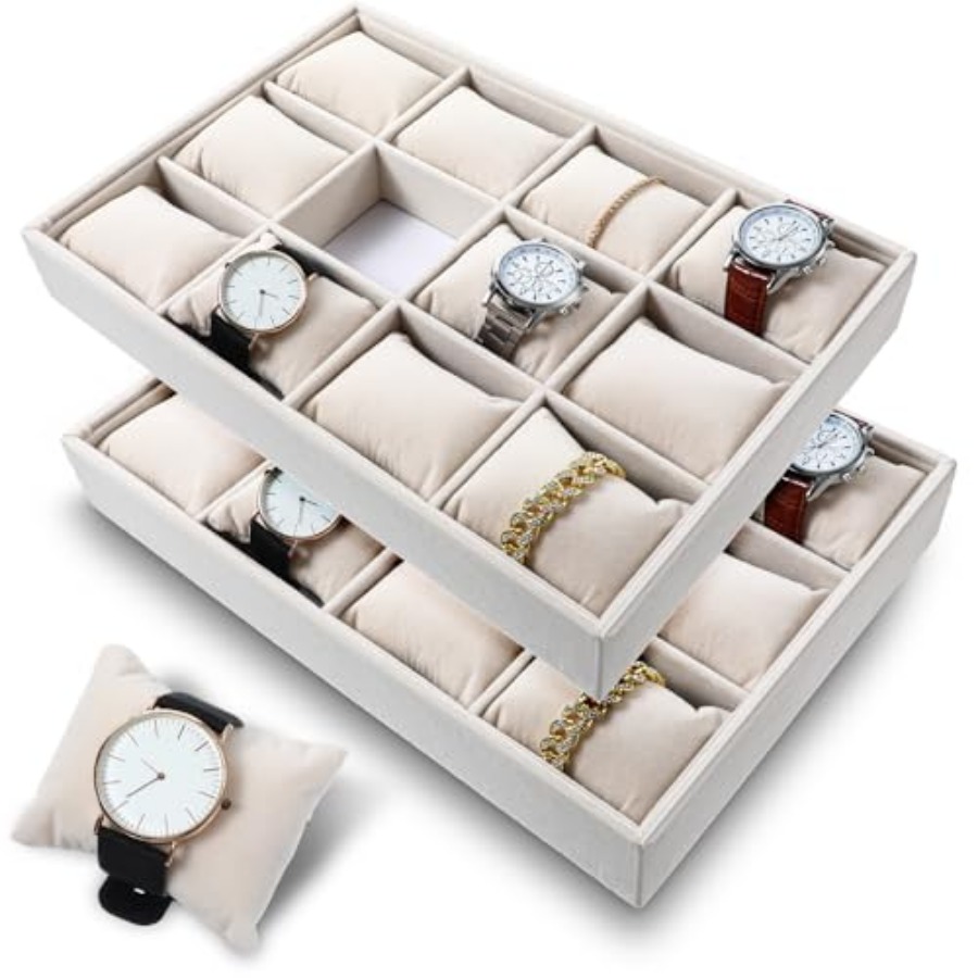 Jewelry Watches Women - 2 Pcs Beige Velvet Jewelry Organizer
