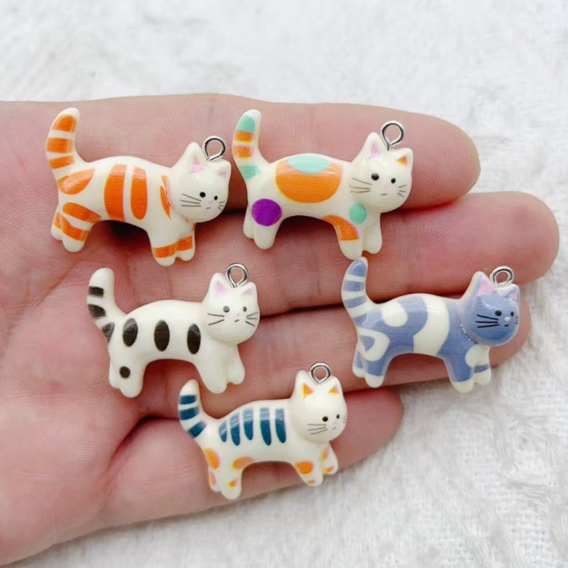 Necklace Pendant - 10pcs resin cartoon cat animal jewelry