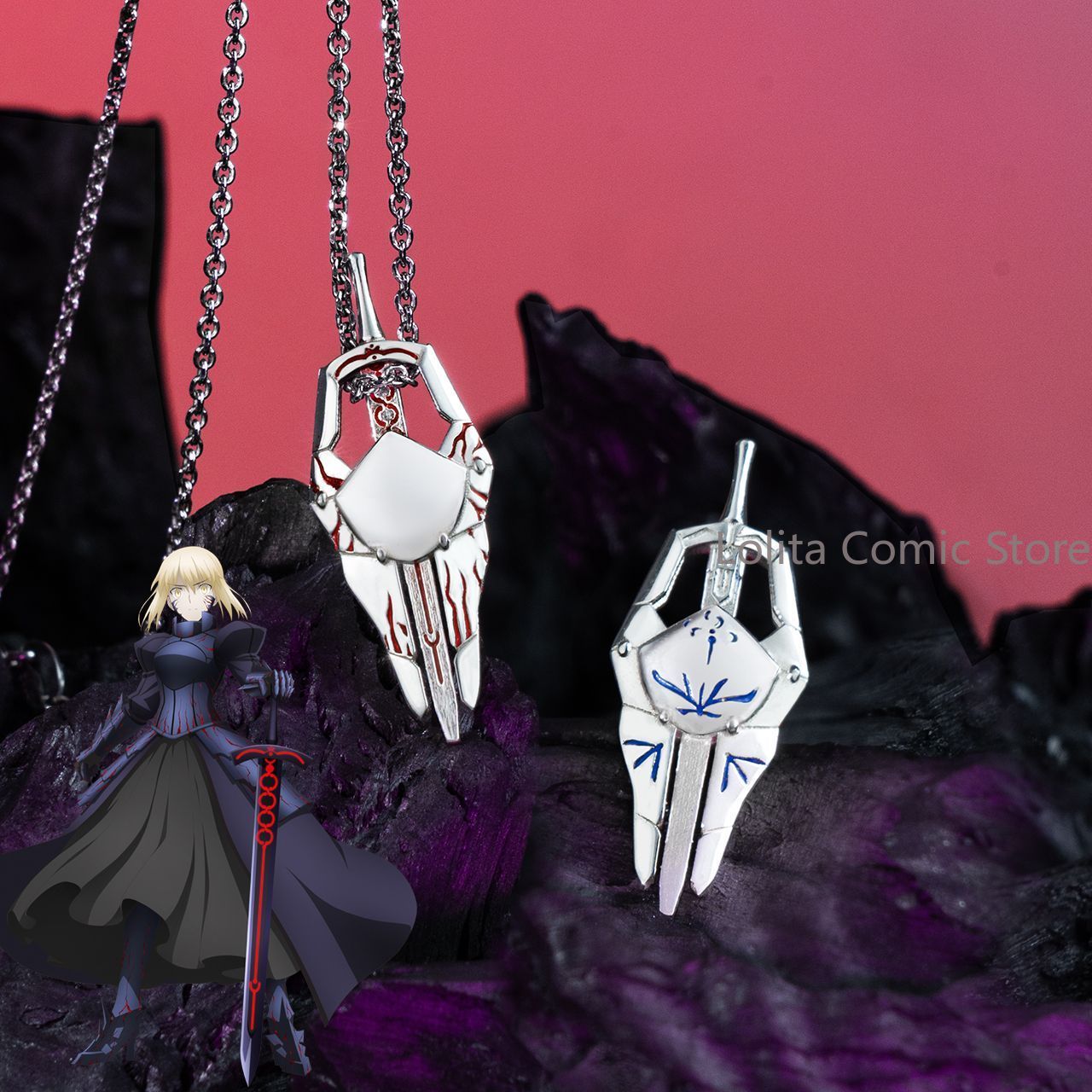 Necklace Pendant - Saber Fate/stay night Anime 925 Silver