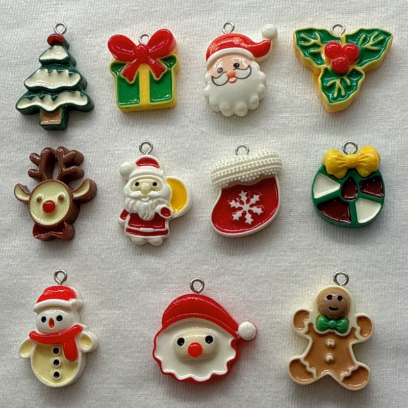 Necklace Pendant - 10pcs Christmas Cartoon Series Resin Pendant