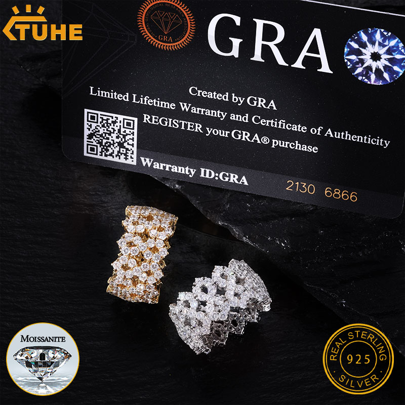 TUHE Iced Out Men Rings Moissa - Moissanite Ring review and price