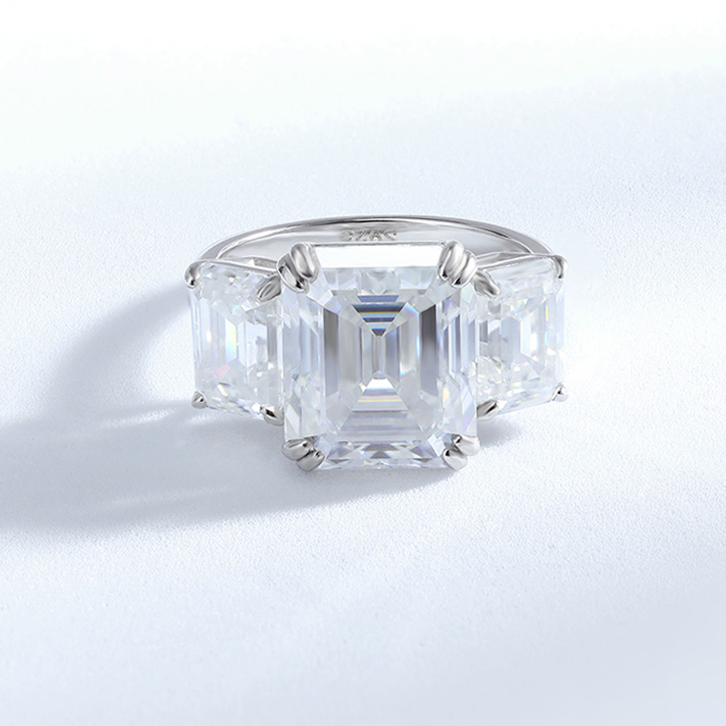 Smyoue 12cttw Emerald Cut Full - Moissanite Ring review and price