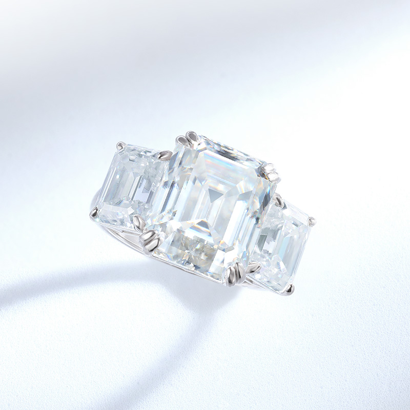 Smyoue 12cttw Emerald Cut Full - Moissanite Ring review and price