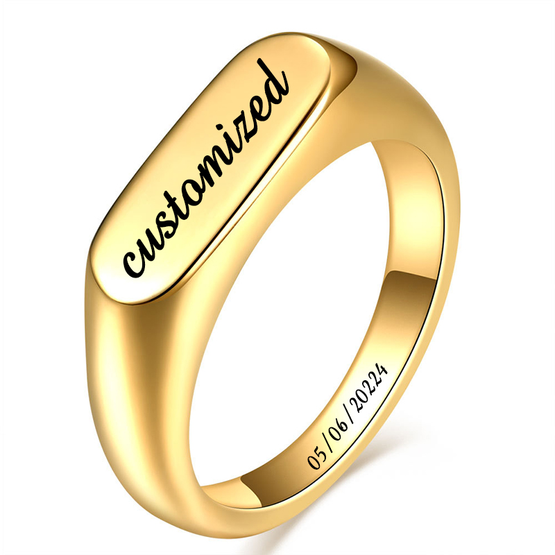 Customizable Stainless Steel S - Mens Signet Ring review and price