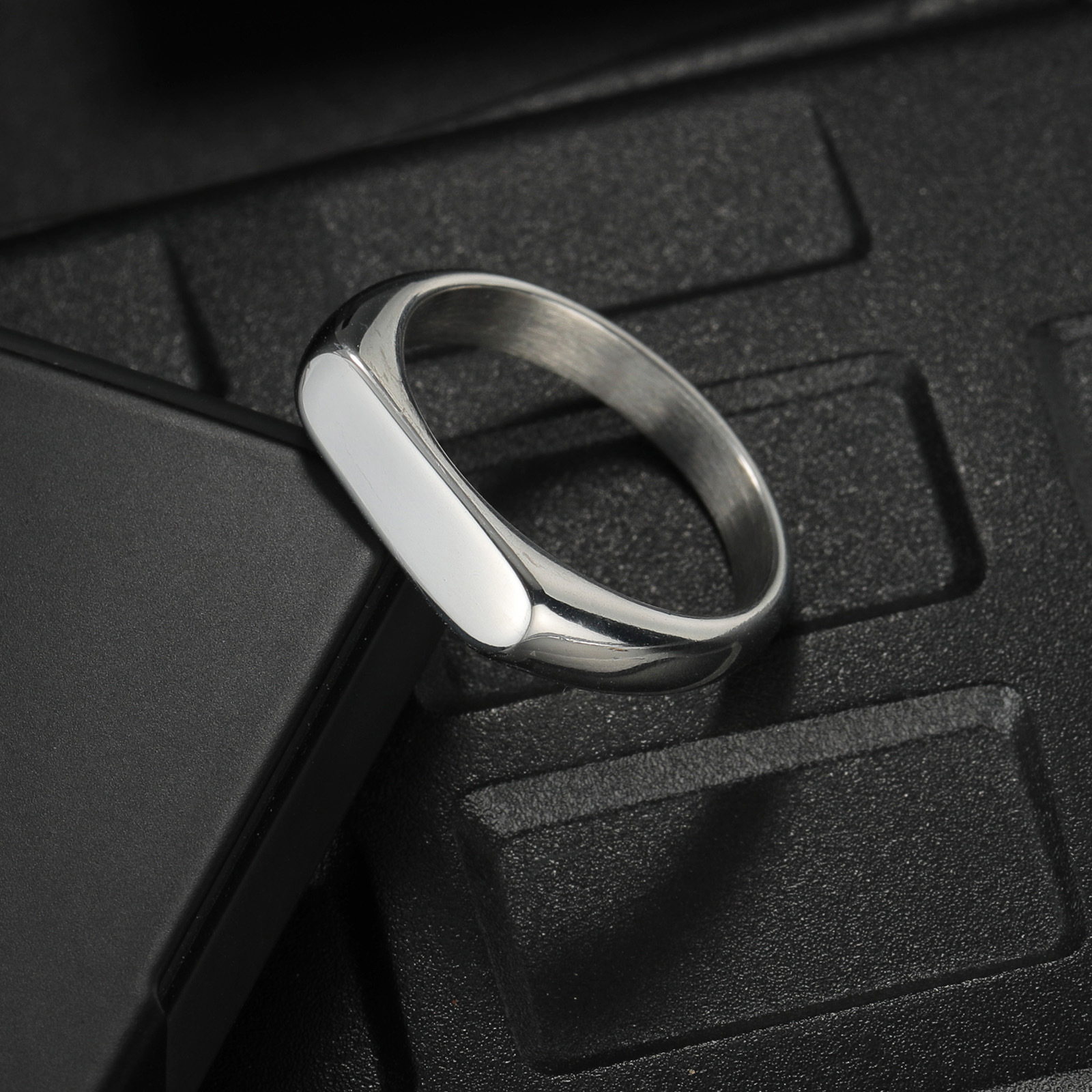 Customizable Stainless Steel S - Mens Signet Ring review and price