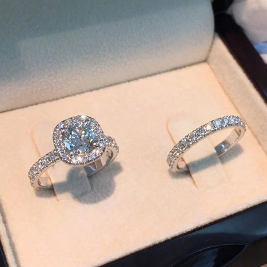 2Pcs Women's Fashion Noble Zir - Moissanite Ring review and price