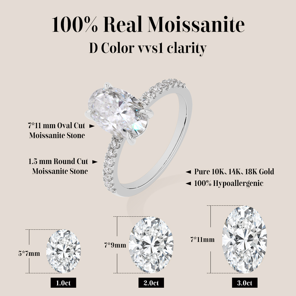 ATTAGEMS Oval Cut 3.0CT Moissa - Moissanite Ring review and price