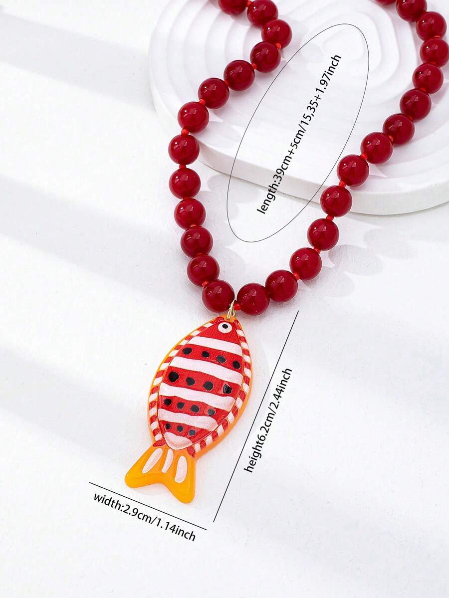Red Beaded Crab And Fish Penda - Necklace Pendant review and price
