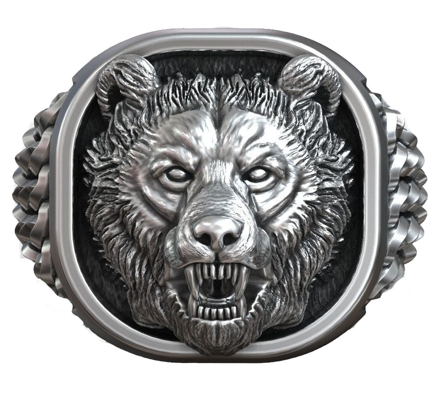 22g Viking Bear Head Nordic Or - Mens Signet Ring review and price