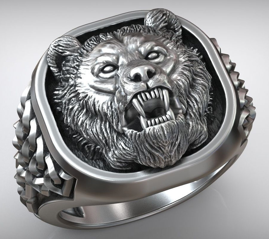 22g Viking Bear Head Nordic Or - Mens Signet Ring review and price