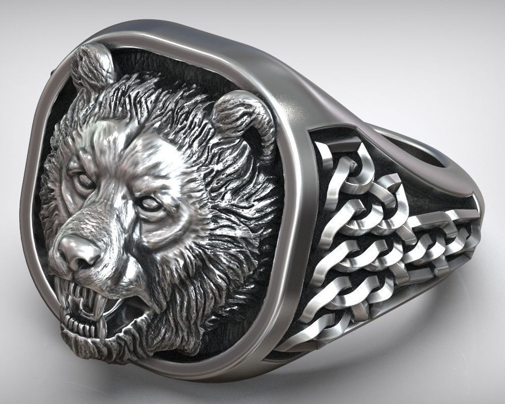 22g Viking Bear Head Nordic Or - Mens Signet Ring review and price