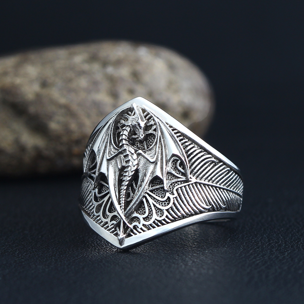 Flying Dragon Signet Vinking D - Mens Signet Ring review and price