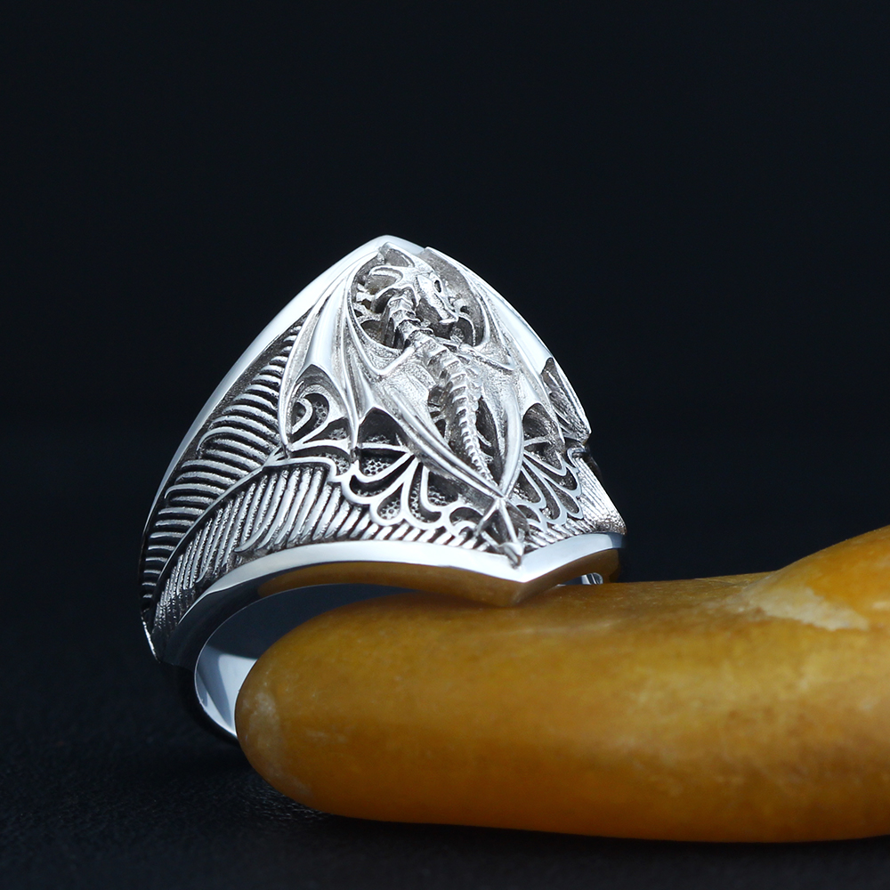 Flying Dragon Signet Vinking D - Mens Signet Ring review and price
