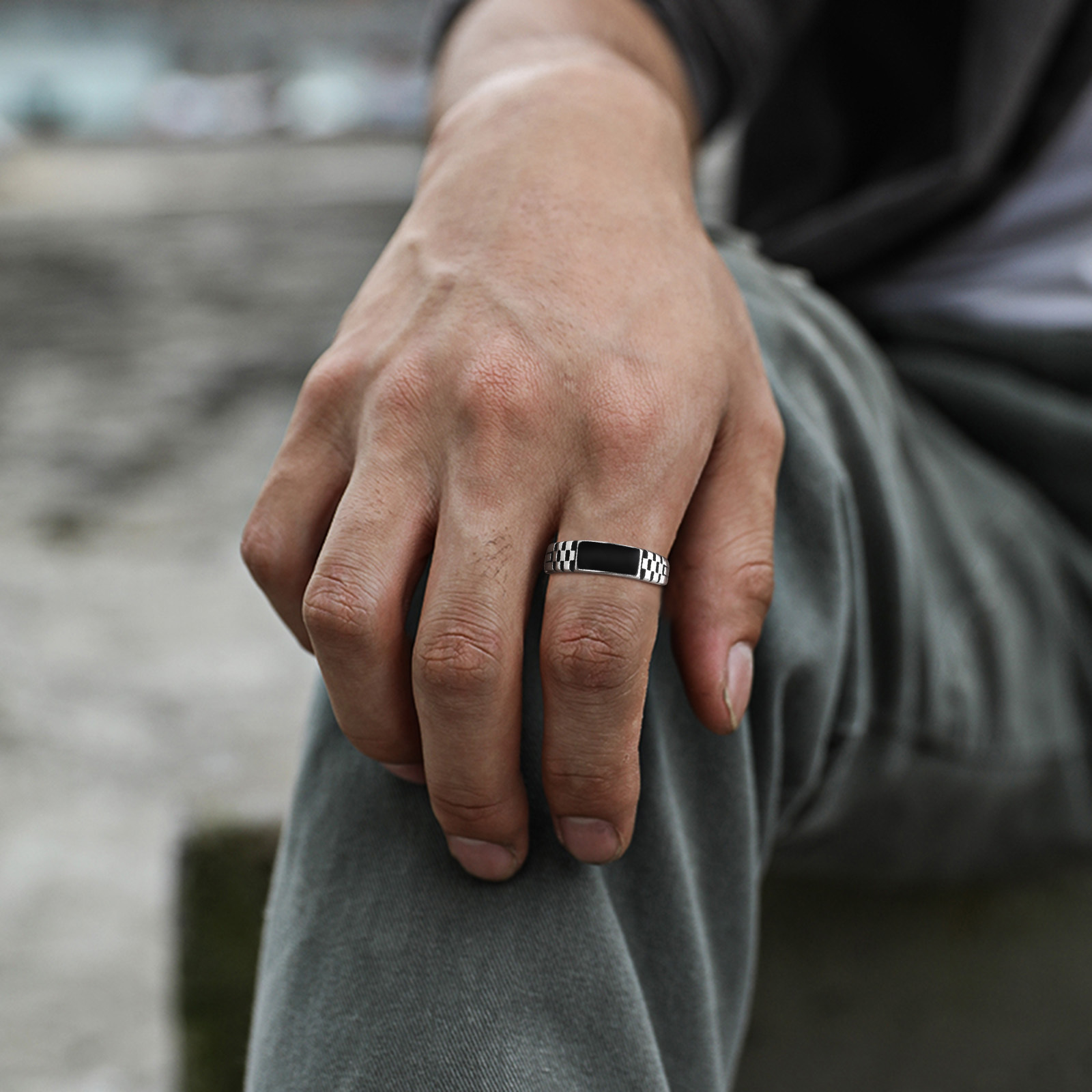 Vnox Mens Open Rings, Black En - Mens Signet Ring review and price