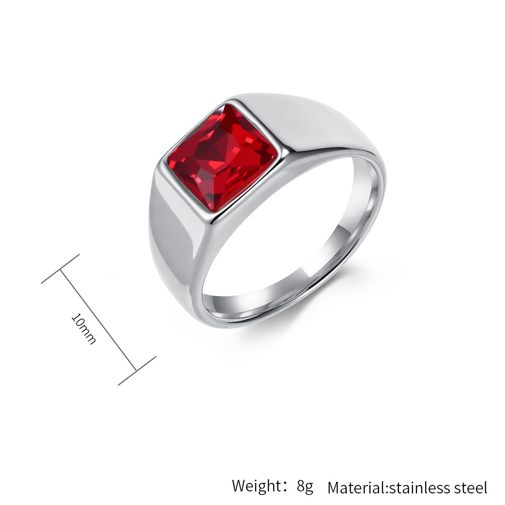 Stainless Steel Shinny Zircon  - Mens Signet Ring review and price