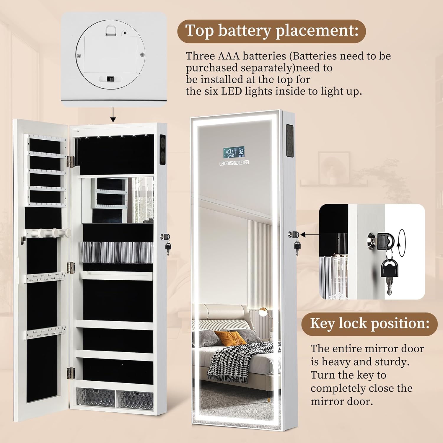 LED Mirror Jewelry Cabinet wit - Jewelry & Watches Vitopoulos Reviews review and price
