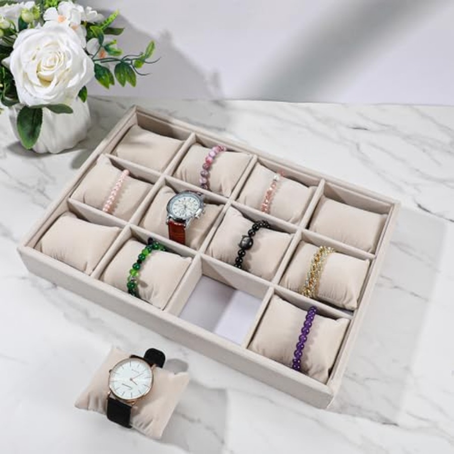 2 Pcs Beige Velvet Jewelry Org - Jewelry Watches Women review and price