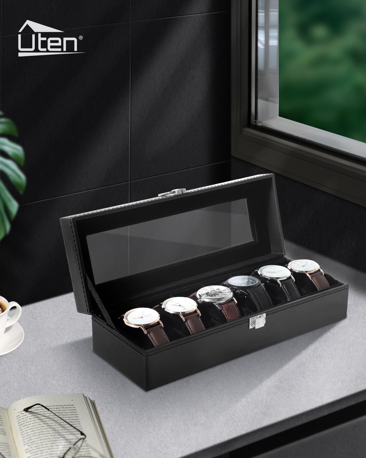 6 Slot Watch Box with Glass Li - Jewelry Watches Women review and price