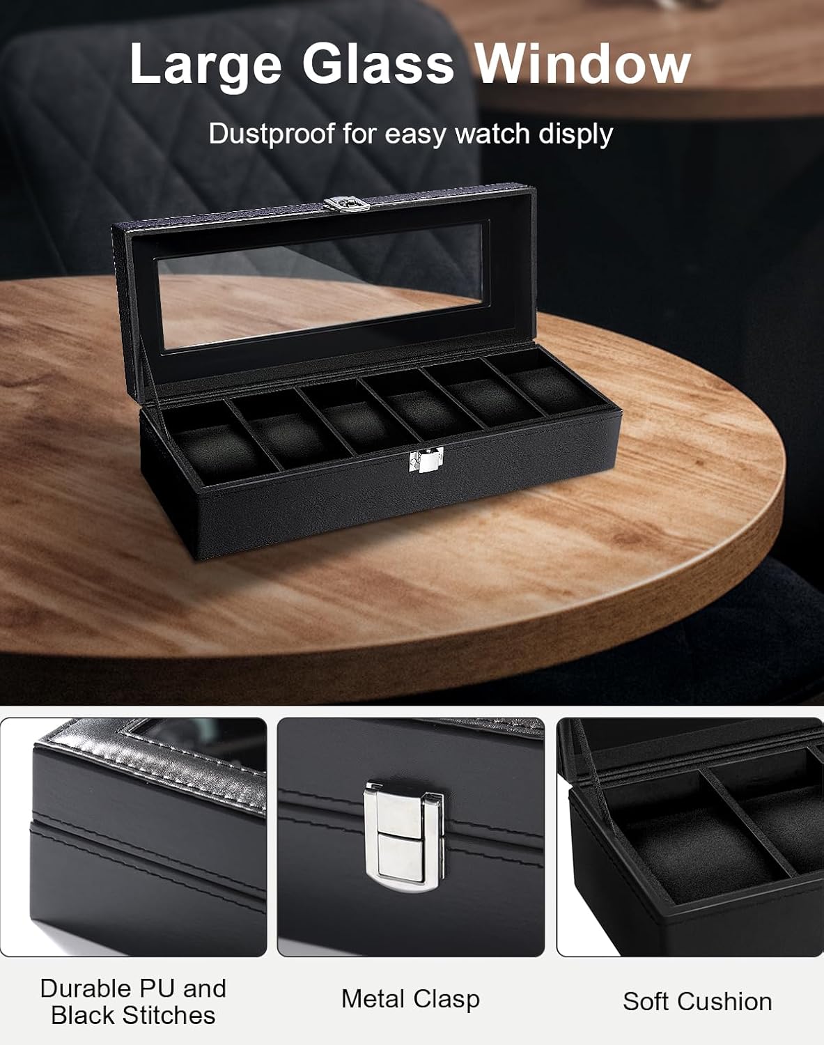 6 Slot Watch Box with Glass Li - Jewelry Watches Women review and price