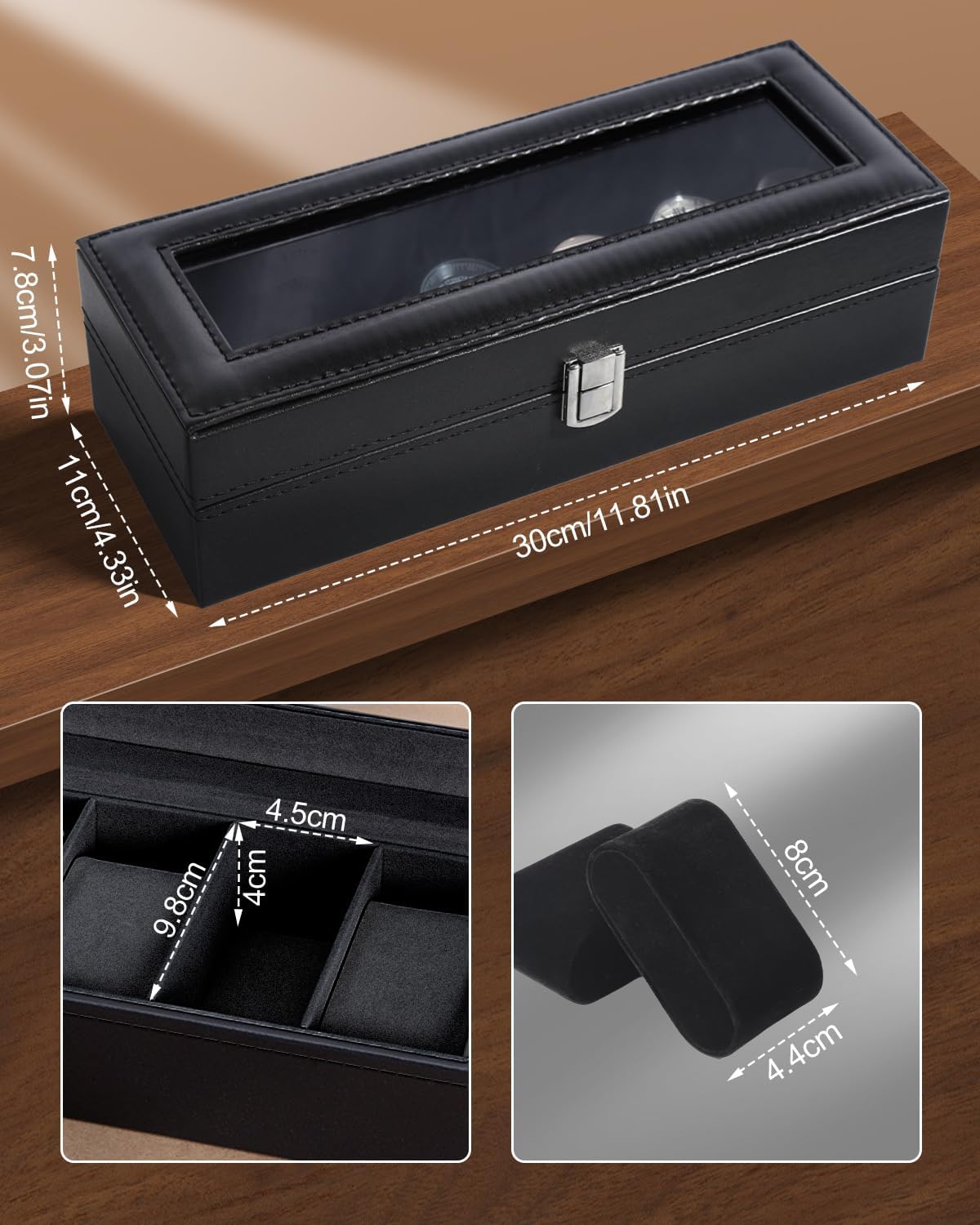6 Slot Watch Box with Glass Li - Jewelry Watches Women review and price