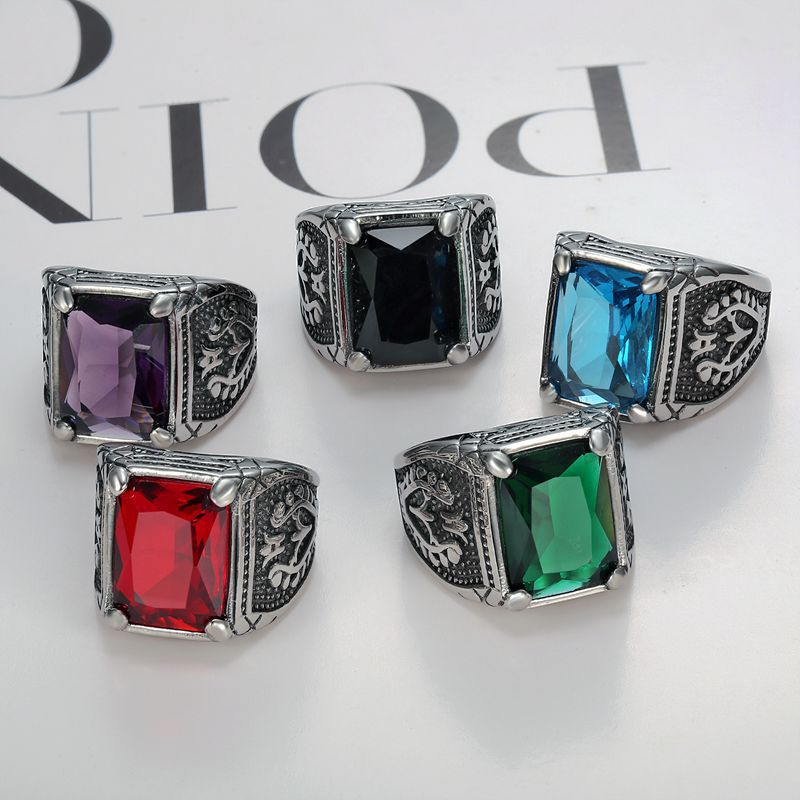 Silver color Men red blue Semi - Mens Signet Ring review and price