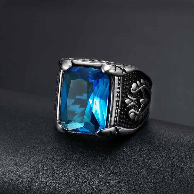 Silver color Men red blue Semi - Mens Signet Ring review and price