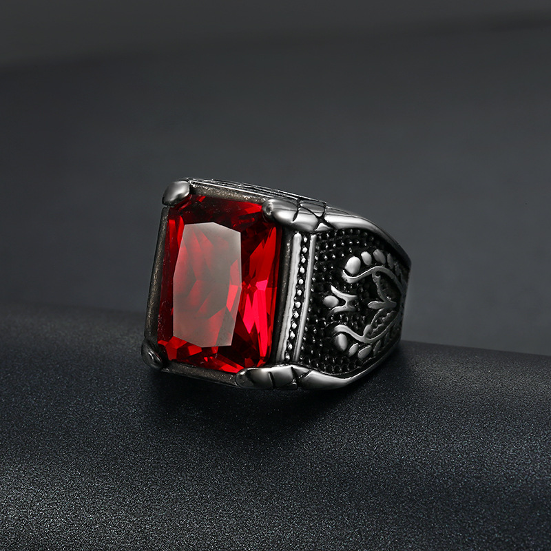 Silver color Men red blue Semi - Mens Signet Ring review and price