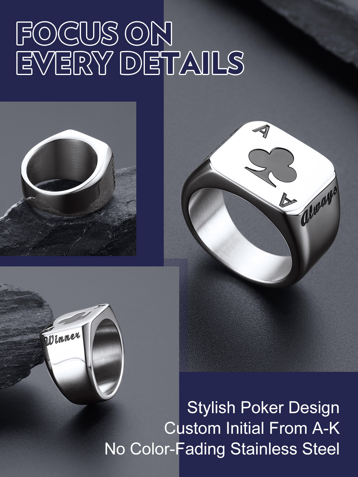 U7 Customized Square Rectangle - Mens Signet Ring review and price