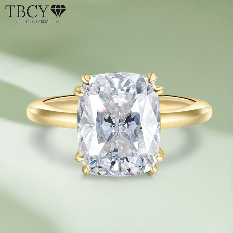 TBCYD 4CT 8*10MM D Color Cushi - Moissanite Ring review and price
