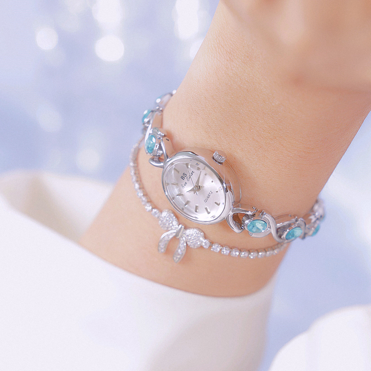 Blue Jewel Oval Bracelet Watch - Jewels In Quartz Watches review and price