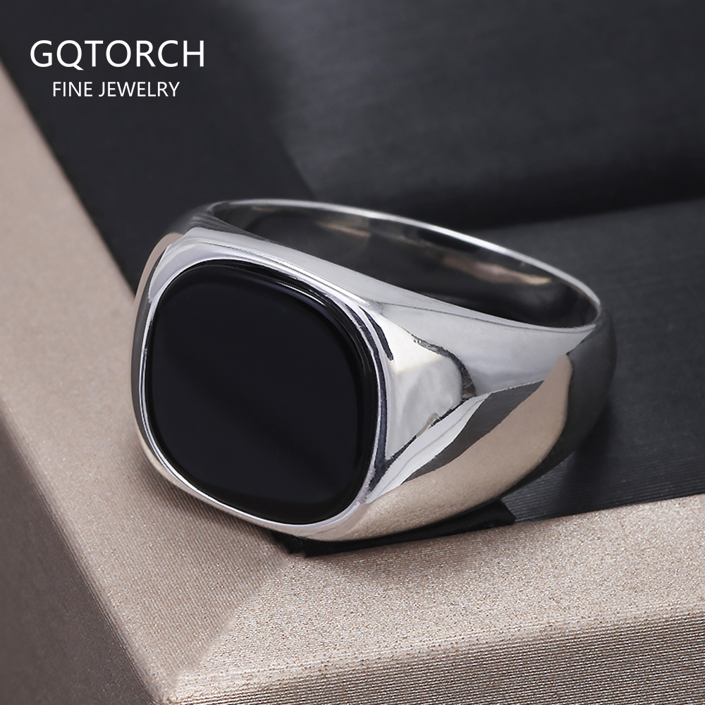 S925 Sterling Silver Black Ony - Mens Signet Ring review and price
