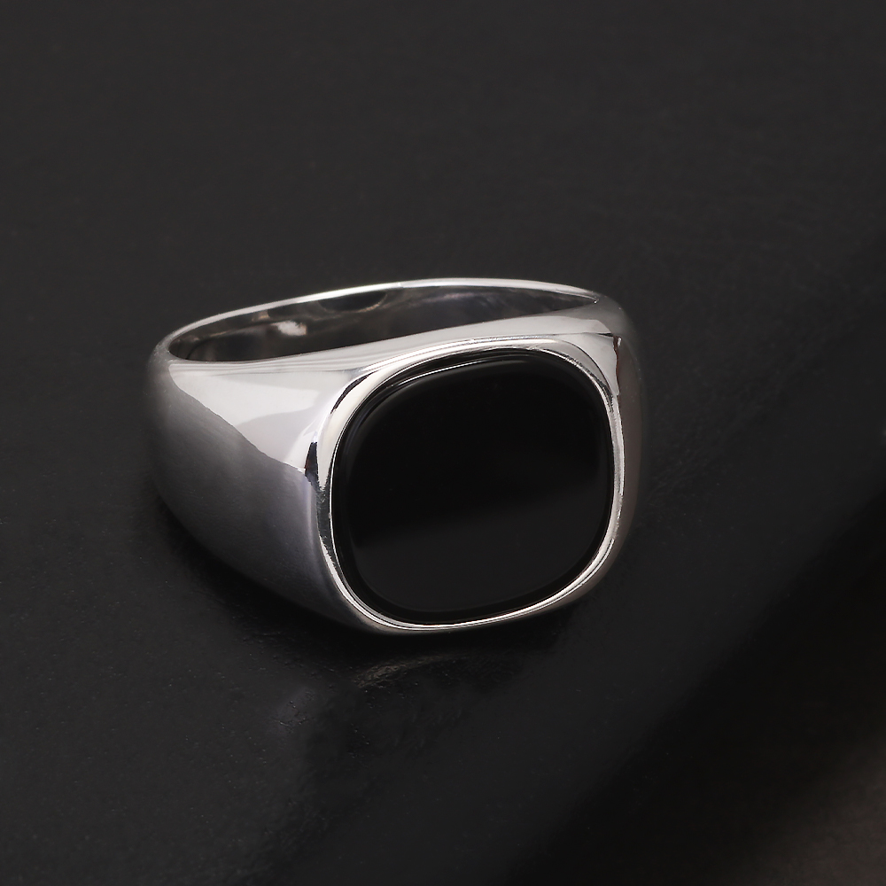 S925 Sterling Silver Black Ony - Mens Signet Ring review and price