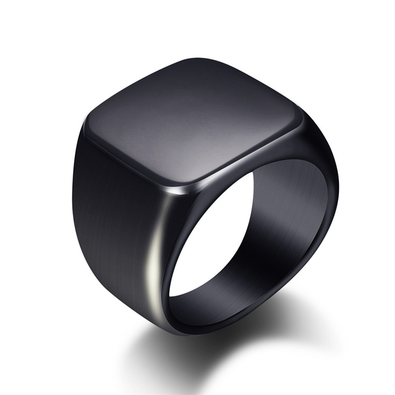 Fashion Men Black Smooth Stain - Mens Signet Ring review and price