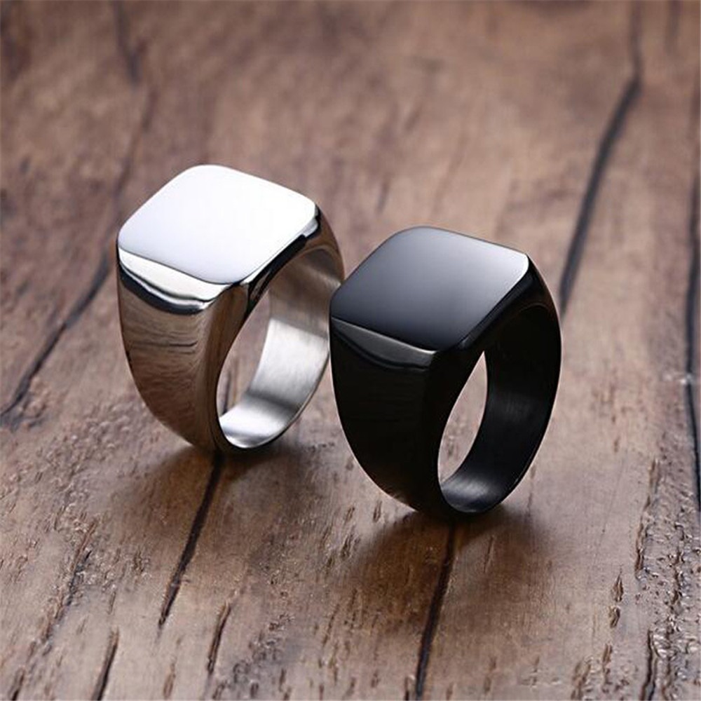 Fashion Men Black Smooth Stain - Mens Signet Ring review and price