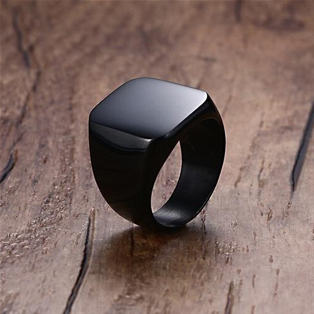 Fashion Men Black Smooth Stain - Mens Signet Ring review and price