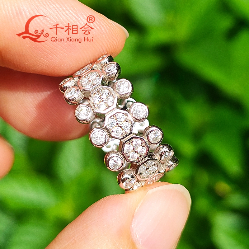 9.5mm 925 silver melee Round h - Moissanite Ring review and price