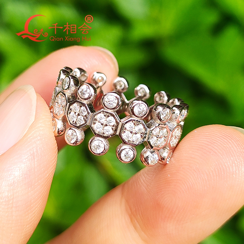 9.5mm 925 silver melee Round h - Moissanite Ring review and price