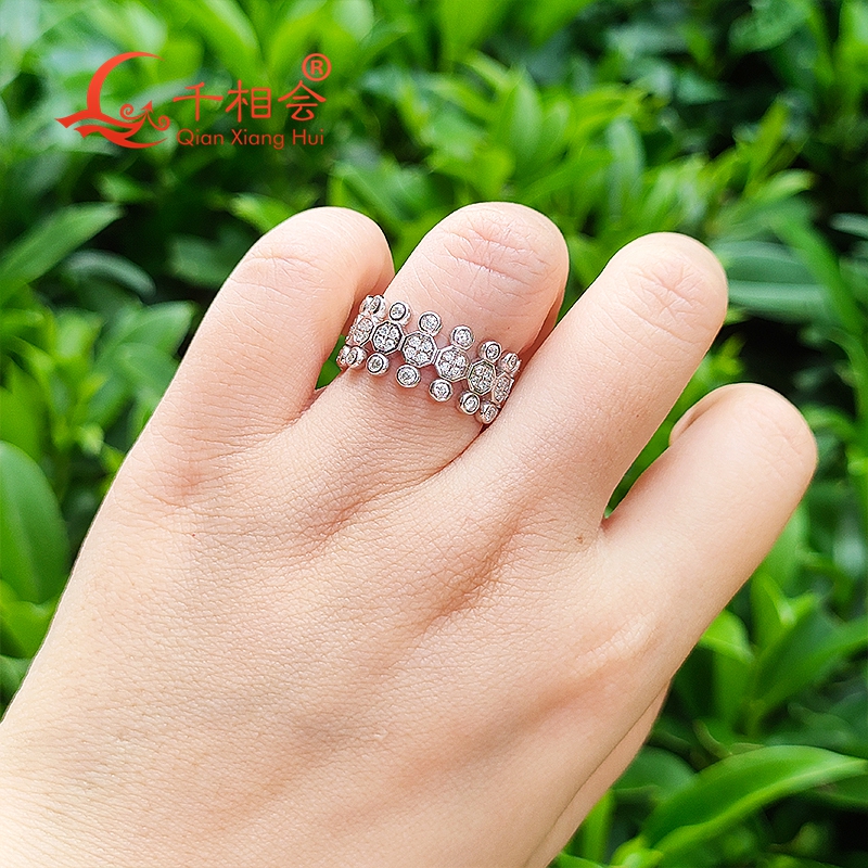 9.5mm 925 silver melee Round h - Moissanite Ring review and price