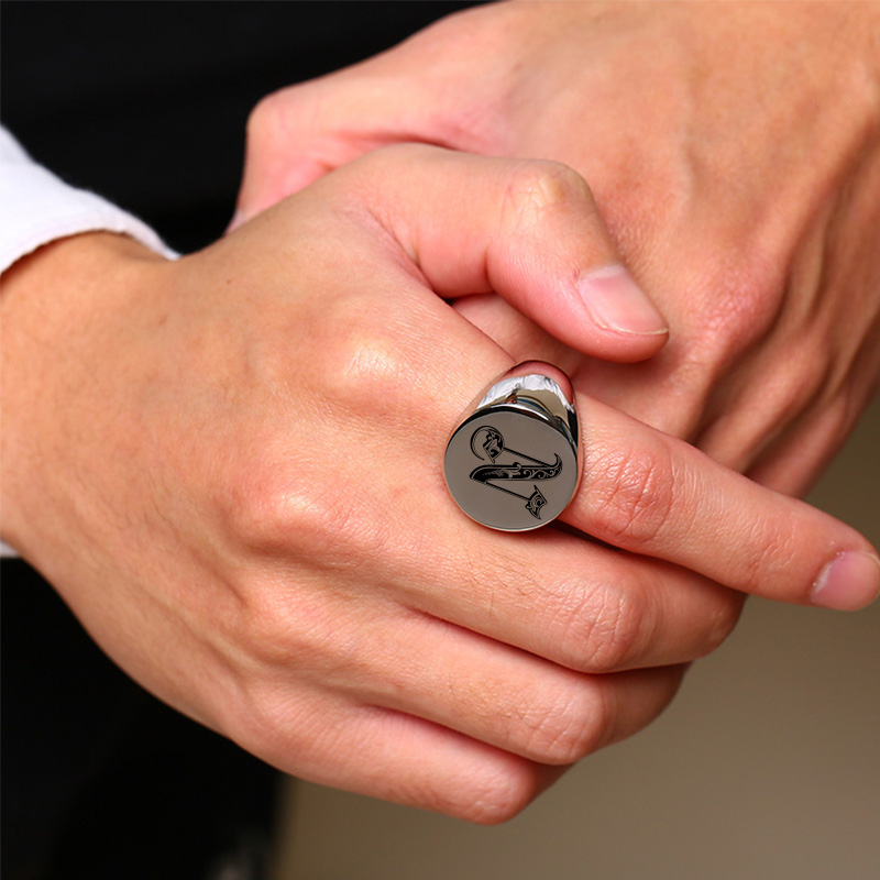 Vnox Stylish Pattern Font Init - Mens Signet Ring review and price